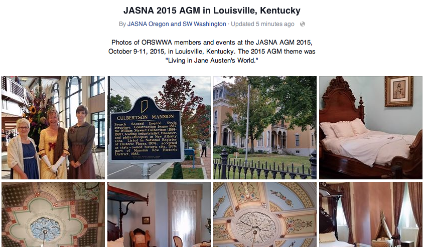 Screenshot of Facebook album for JASNA 2015 AGM