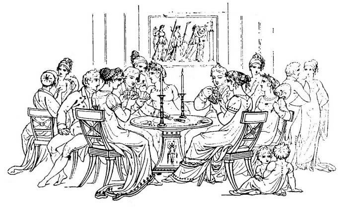 Illustration of a Regency card party